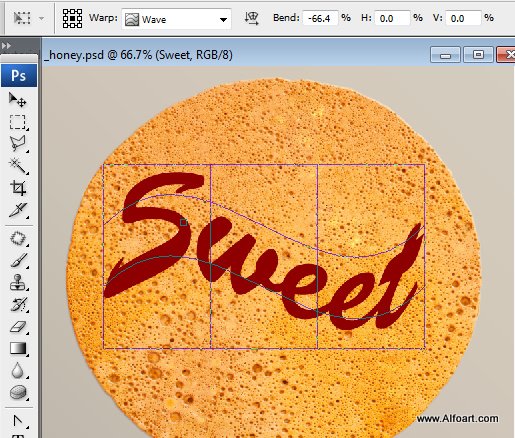 Honey leaking effect on the delicious pancake. Honey, sweet text effect, honey drops, realistic honey effect liquid honey, thin russian pancake.